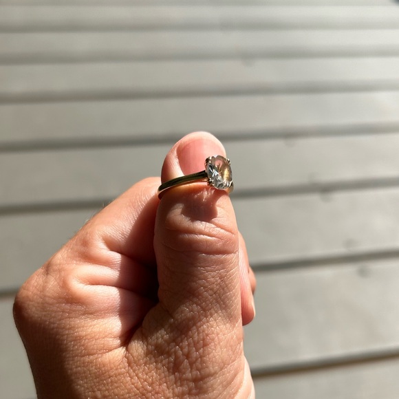 Lab-created 1.5 Carat White Sapphire YG Ring - Picture 6 of 7